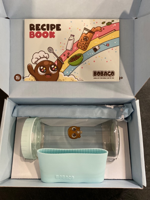 Photo 1 of BobaGO Reusable Boba Cup with Straw, Bubble Tea Cup with Recipe Book, Reusable Boba Cups with Lids, Boba Tumbler, Boba Tea Cup and Boba Jar, Bubble Tea Gift Set with Cup 17 ounce… (Sky Blue, 20oz)