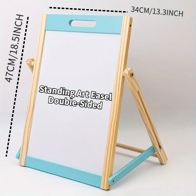 Photo 1 of 1pc Standing Art Easel, Double-Sided Wooden WHITE-BLACK Easel Drawing Easel, Easel Stand For Painting, Birthday Holiday Gifts