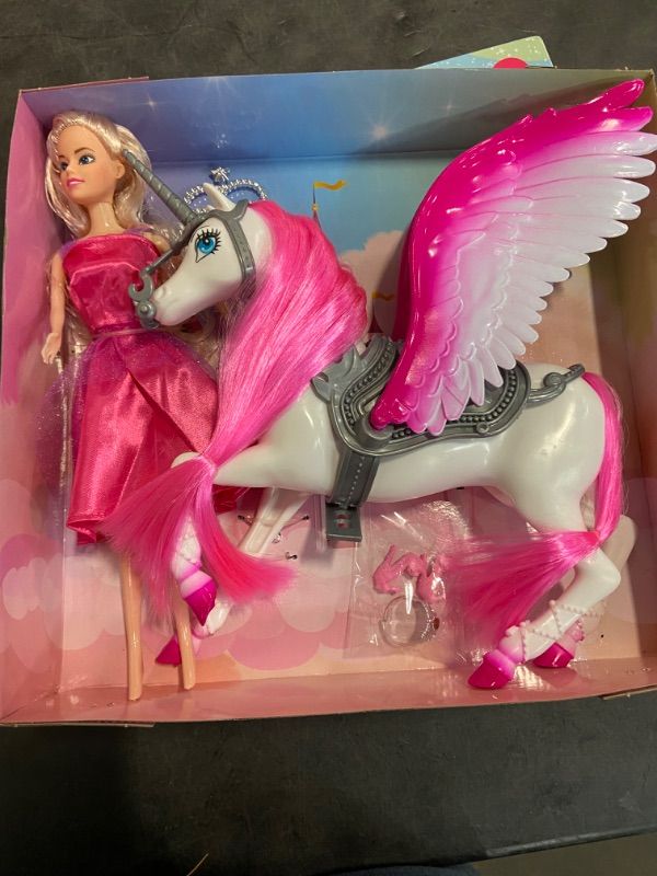 Photo 2 of BETTINA Magical Lights Unicom and Princess Doll, Horse Toys Playset, Unicorn Toys Princess Gifts for 3 to 7 Year Olds Girls Kids