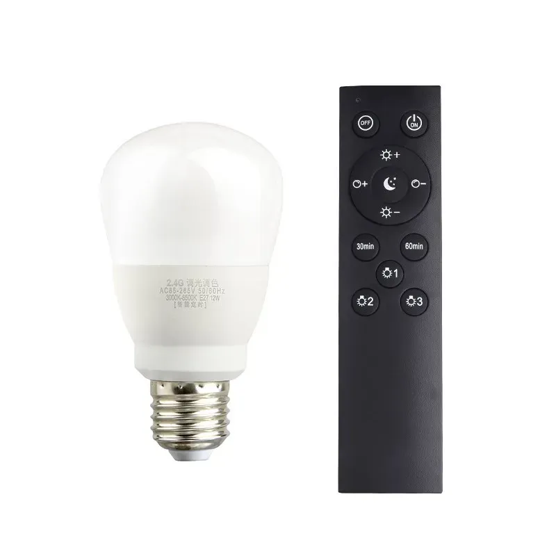 Photo 1 of Smart LED Bulb Remote Control Two-color Stepless Dimming Toning 6W 9W 12W Timing On Off E27 AC86-265V RF 2.4G LED Bulb Lighting