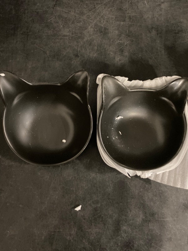 Photo 2 of 2 Black Ceramic Kitty Cat Bowls