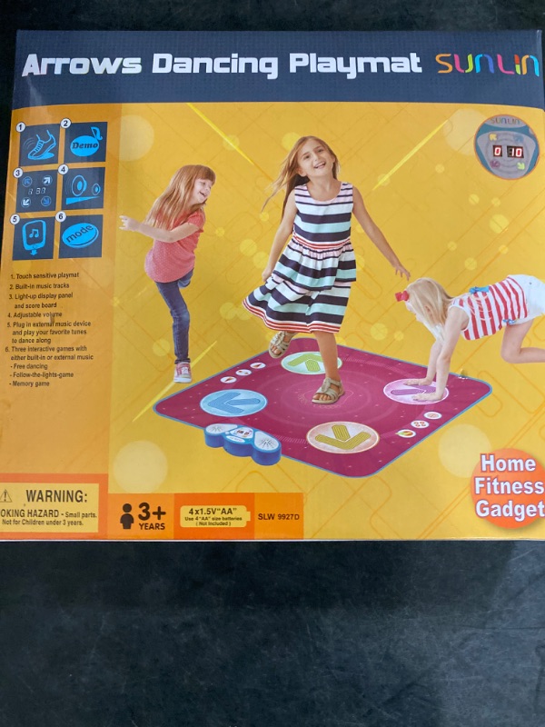 Photo 3 of SUNLIN Dance Mat Toys, Birthday Gifts for Girls Kids Age 3 4 5 6 7 8 Year Old | Dance Pad with 4 Game Modes, Light Up Indicator, Built-in & Aux Music, Adjustable Volume, Gifts Toys for Girls 3-12