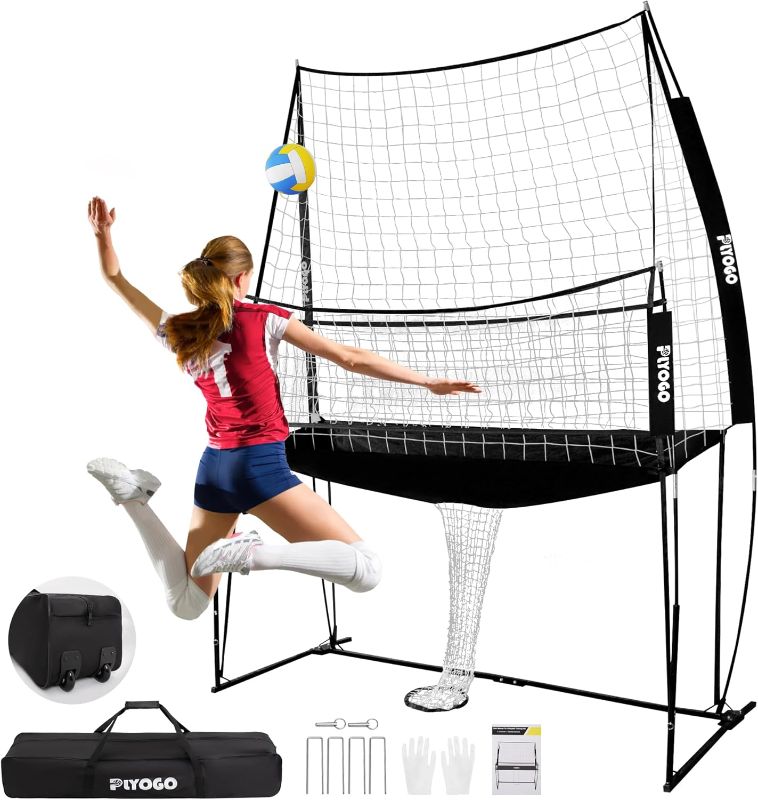 Photo 1 of Volleyball Training Equipment Net, Adjustable Volleyball Practice Net Station | Great for Hitting and Serving Drills, Ideal for Indoor/Outdoor | Easy Assembly & Portable Carry Bag with Wheel