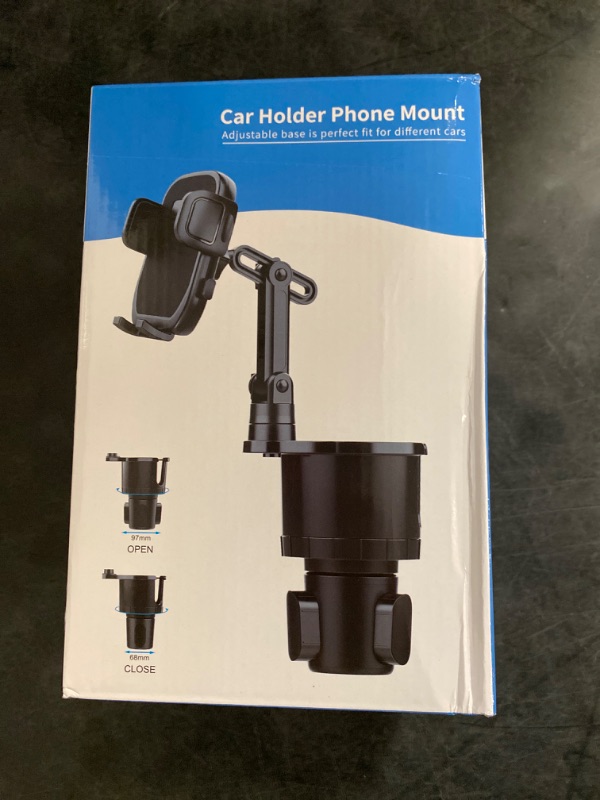 Photo 3 of Car Cup Holder Expander Adjustable Base with Phone Mount THIS HILL 360° Rotation Cup Holder Cell Phone Holder for Car Compatible with iPhone All Smartphones