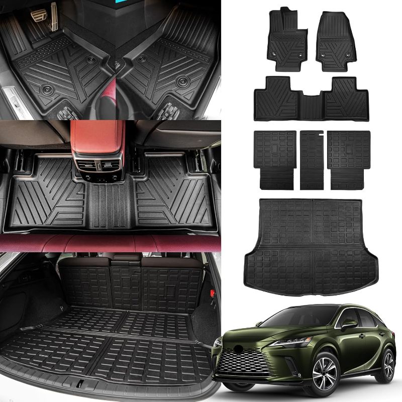 Photo 1 of Floor Mats Compatible with 2023-2025 Lexus RX350 RX350H RX500H Trunk Mat Cargo Liner All Weather Back Seat Cover Protector 2024 RX350 Accessories (2023-2025,Trunk Mat+Backrest Mat+Floor Mats)