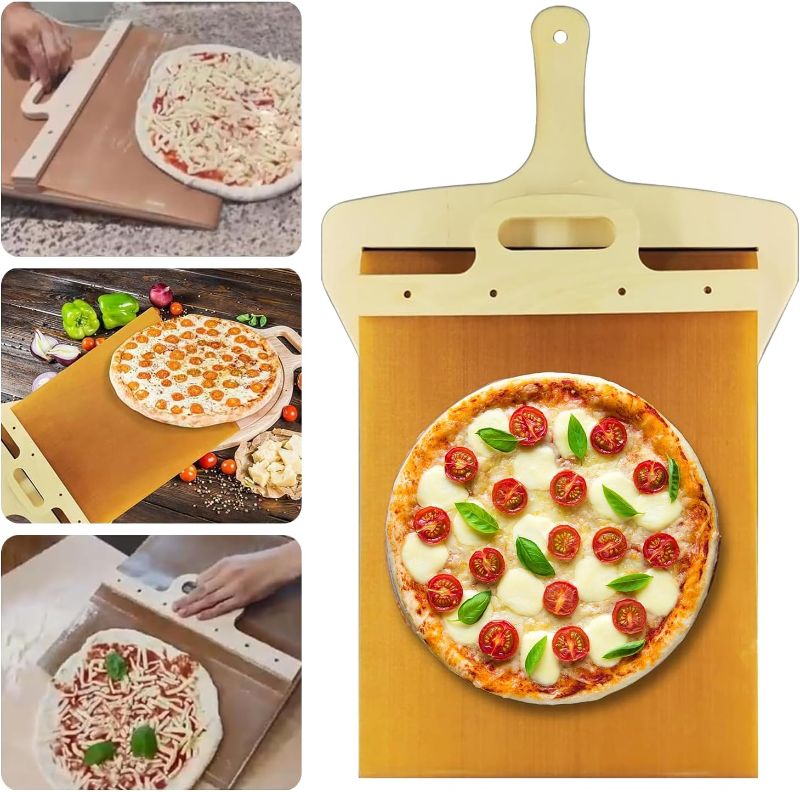 Photo 1 of Sliding Pizza Peel - Pala Pizza Scorrevole,The Pizza Peel That Transfers Pizza Perfectl?Non Stick Pizza Peel, Pizza Paddle with Handle, Pizza Spatula for Indoor and Outdoor Ovens (1 pc)