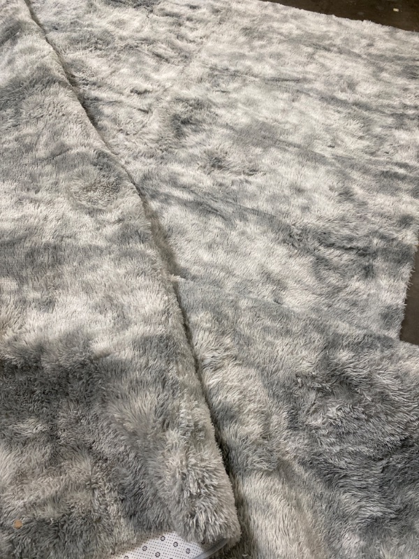 Photo 2 of 9x12 Feet Large Area Rugs for Living Room, Tie-Dyed Light Grey Shaggy Rug Fluffy Throw Carpets, Ultra Soft Plush Modern Indoor Fuzzy Rugs for Bedroom Girls Kids Nursery Room Dorm Home Decor