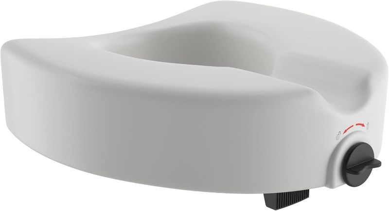 Photo 1 of Medline Elevated Toilet Seat Riser W/Microban Antimicrobial Protection for Seniors, Adults & Handicapped – 350 Lbs. Capacity, White