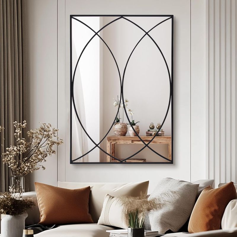 Photo 1 of Antok Decorative Mirrors for Wall Decor, 24" x 36" Decorative Wall Mirror Black Window Mirrors Wall Mounted Decorative Mirror for Living Room Dining Room Hallway Entryway Bedroom