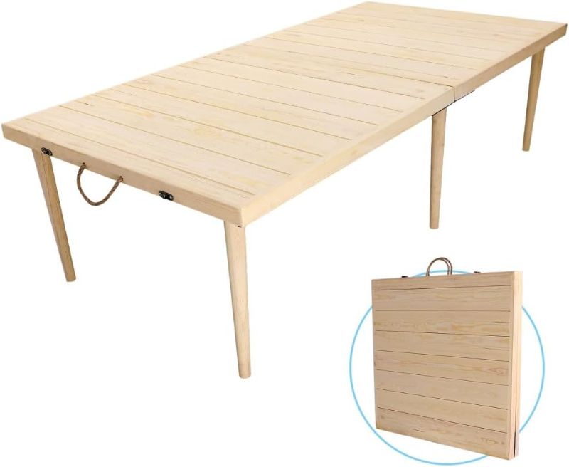 Photo 1 of Boho Low Picnic Table,60 * 30 Inch,Portable Pine Picnic Table for Outdoor, Beach, Picnic, BBQ and Party,Outdoor Picnic Table Comes with Two Sets of Legs(13 and 16 Inches),Natural