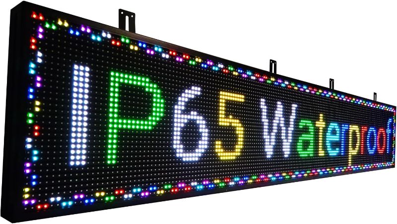 Photo 1 of P10 Scrolling LED Sign WiFi Programmable LED Display, Outdoor IP65 Waterproof Digital Message Display Board, Customizable Neon Sign Open Signs for Business Advertising Store Restaurants 77"X14"