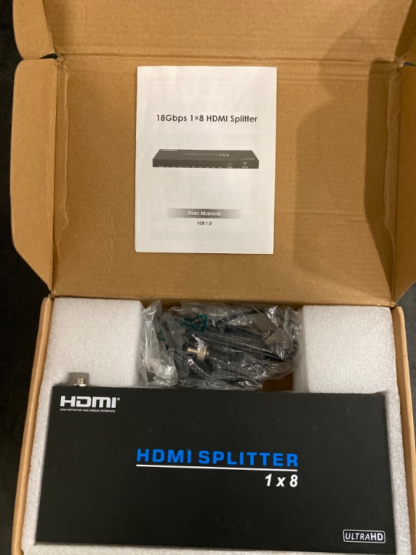 Photo 2 of Monoprice 4K Pro 1x8 HDMI Splitter - HDR, 18Gbps, 4K@60Hz, YCbCr 4:4:4, HDCP 2.2, EDID Support, UL, Black - Blackbird Series