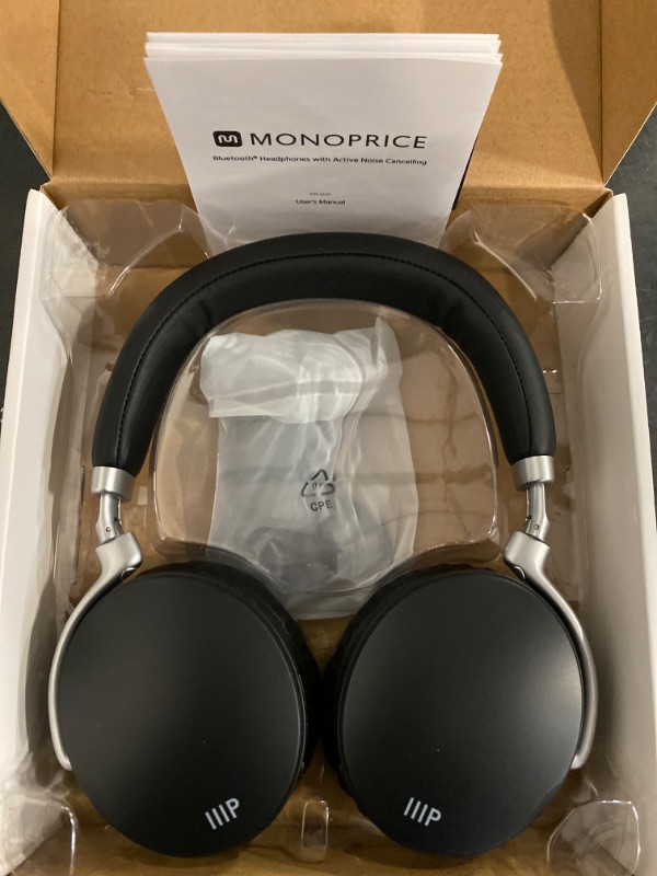 Photo 2 of Monoprice Bluetooth Headphones with Active Noise Cancelling, 20H Playback/Talk Time, with The AAC, SBC, Qualcomm aptX, and Qualcomm aptX Low Latency Audio codecs,Black