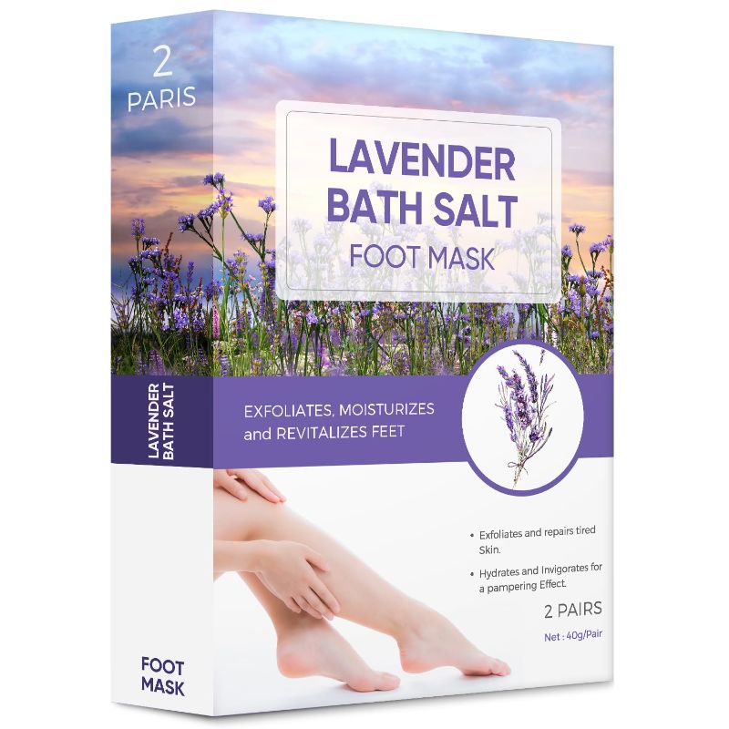 Photo 1 of Foot Peel Mask, Lavender Foot Mask Natural Exfoliator for Dry Dead Skin, Callus, Peeling Foot Mask Repairs Heels & Removes Cracked Feet & Rough Heels Enjoy Baby Soft Smooth Feet