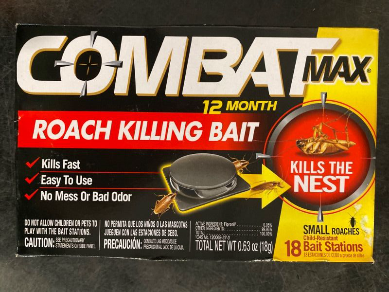 Photo 1 of Combat Max 12 Month Roach Killing Bait, Small Roach Bait Station, Child-Resistant, 18 Count