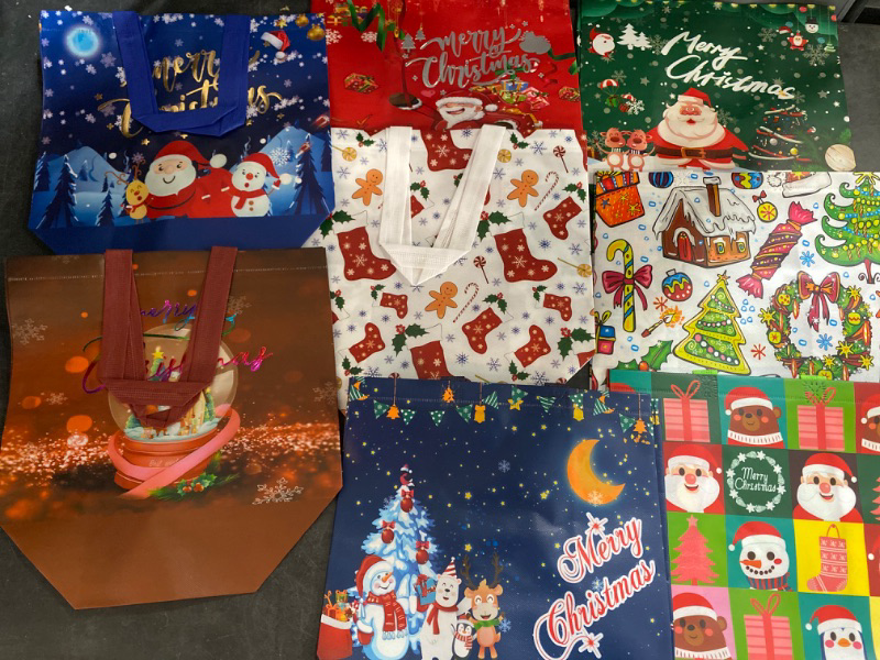 Photo 1 of 8PCS Large Christmas Gift Bags, Tote Bags with Handles, Christmas Treat Bags, Multifunctional Non-Woven Christmas Bags for Gifts Wrapping Shopping, Xmas Party Supplies, 15"×13.8"×5.9"