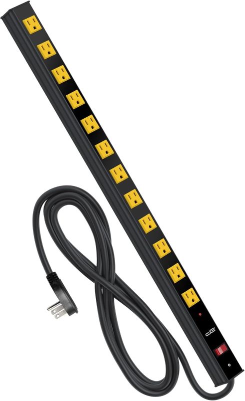 Photo 1 of Digital Energy 12 Outlet Heavy Duty Metal Workshop 15 Ft Long Power Strip Extension Cord 2800 Joules Surge Protector 