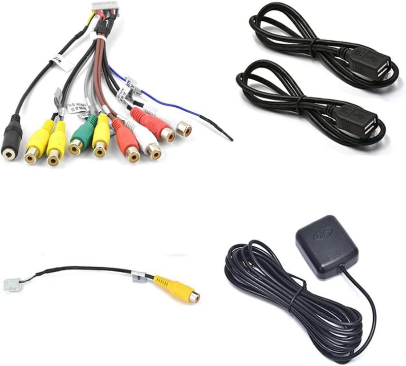 Photo 1 of Car Stereo Radio RCA USB CAM in Cable GPS Antenna Wire Harness Kit for 9'' or 10'' Aftermarket Android Headunit with 16pin Power Socket 20pin RCA Port