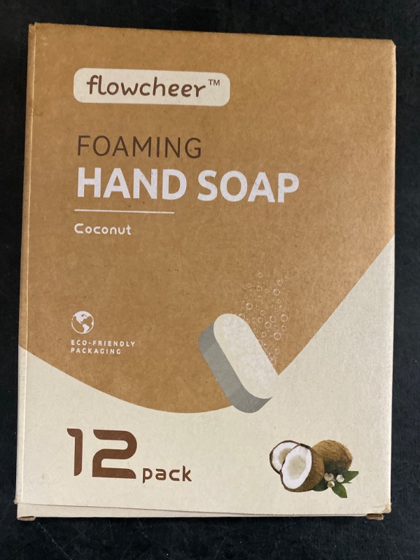Photo 1 of Foaming Hand Soap Tablet Refills - 12 Pack Makes 96 fl oz (12 x 8 fl oz Bottles) Coconut Scented Hand Wash Soap Refill Tablets for Zero Waste Eco Friendly Cleaning Supplies