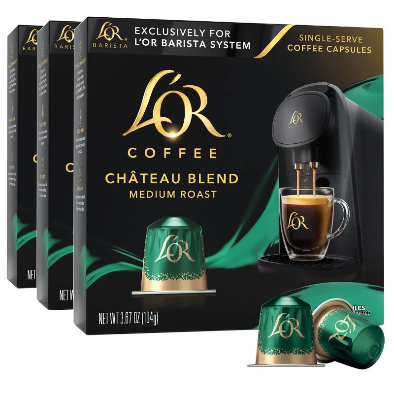 Photo 1 of Expired L'OR Coffee Pods, 30 Capsules Chateau Medium Roast Blend, Single Cup Aluminum Coffee Capsules Exclusively Compatible with the L'OR BARISTA System