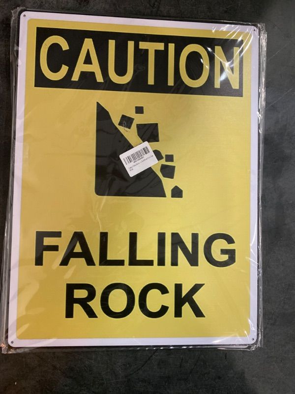 Photo 3 of Caution Falling Rock Safety Sign Metal Sign Wall Decor 12"x8" x2 count