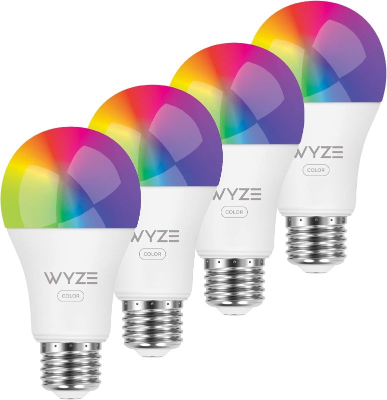 Photo 1 of Wyze Bulb Color, 1100 Lumen WiFi RGB and Tunable White A19 Smart Bulb, Works with Alexa and Google Assistant, Four-Pack