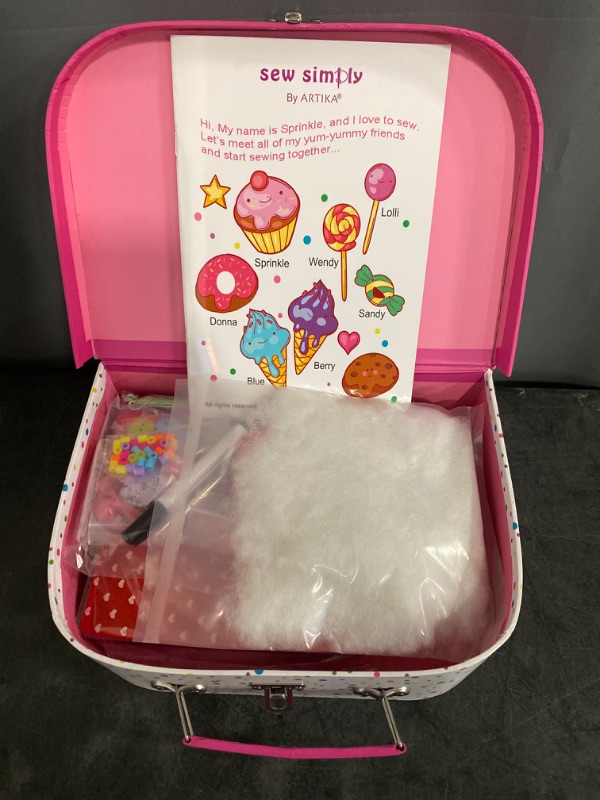 Photo 2 of ARTIKA Kids Sewing Kit - Sweets Themed Craft Set with Travel Case, 60-80 Characters