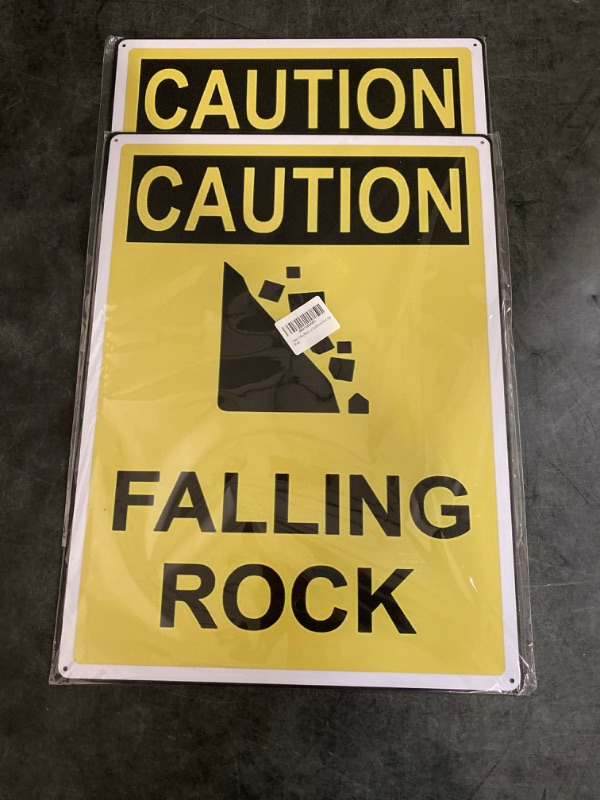 Photo 2 of Caution Falling Rock Safety Sign Metal Sign Wall Decor 12"x8"