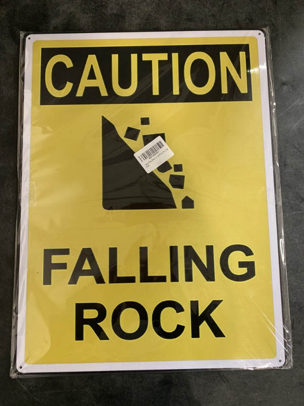 Photo 3 of Caution Falling Rock Safety Sign Metal Sign Wall Decor 12"x8"