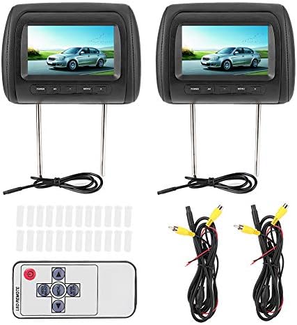 Photo 1 of Headrest Display, Dual headrest Screen Black 2pcs 7 in Control Adjustable Headrest LCD Video Player MP5 Display for Car