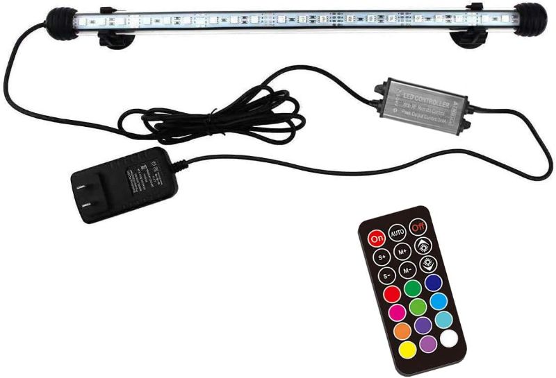 Photo 1 of 15 inches LED Aquarium Light, 2.5W Fish Tank Light Underwater Light Submersible Crystal Glass Lights, 21 LED Beads 12 Colors 19 Modes Brightness Adjustable Memory Function IP68 Waterproof