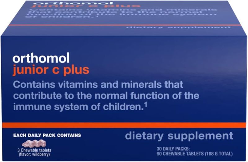 Photo 1 of Orthomol Immun Junior C Plus, Kid's Multivitamin, Wildberry Flavor, 30-Day Supply