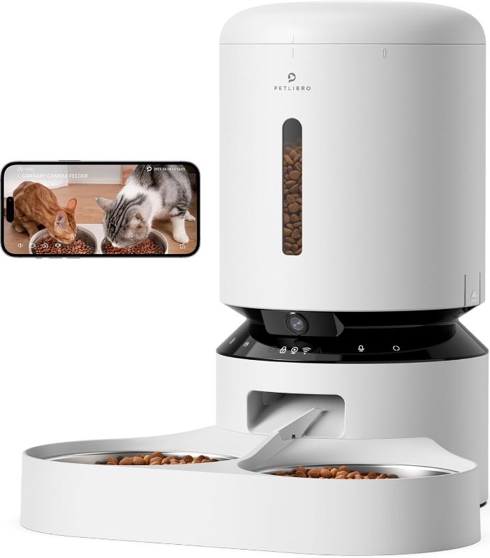 Photo 1 of PETLIBRO Automatic Cat Feeder with Camera for Two Cats, 1080P HD Video with Night Vision, 5G WiFi Pet Feeder with Phone APP Control, 2-Way Audio for Cat & Dog, Low Food & Motion & Sound Alerts