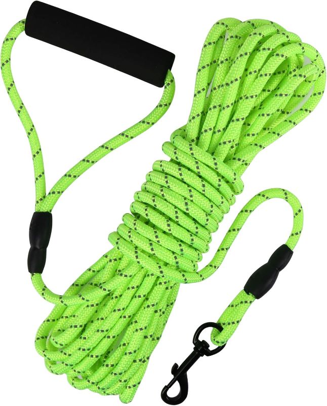 Photo 1 of Floating Long Dog Leash, 32ft Dog Training Leash for Swimming and Lake, Reflective Long Rope Lead with Soft Handle for Outside, Yard, Camping, Hiking and Beach (Green)