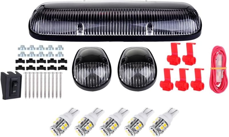 Photo 1 of Clear Cover Cab Roof Top Marker Running Top Clearance Lights Assembly + Wire Pack T10-10-3528-SMD White For Chevy Silverado 1500 2002 2004-2005 For Chevy Silverado 1500 2002