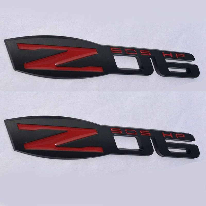 Photo 1 of 2x Z06 505 HP Emblem badge 3D Nameplate Fender Replacement for Camaro Corvette C6 ((Gloss Black))