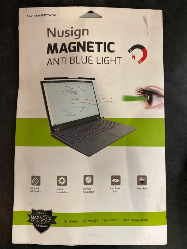 Photo 3 of Magnetic 15.6 Inch Anti Blue Light Screen filter Protector, Reduce Eye Strain Matte Anti Glare Computer Screen Cover, Blue Light Blocking Screen Protector for 15.6 inch with 16:9 Resolution Laptop