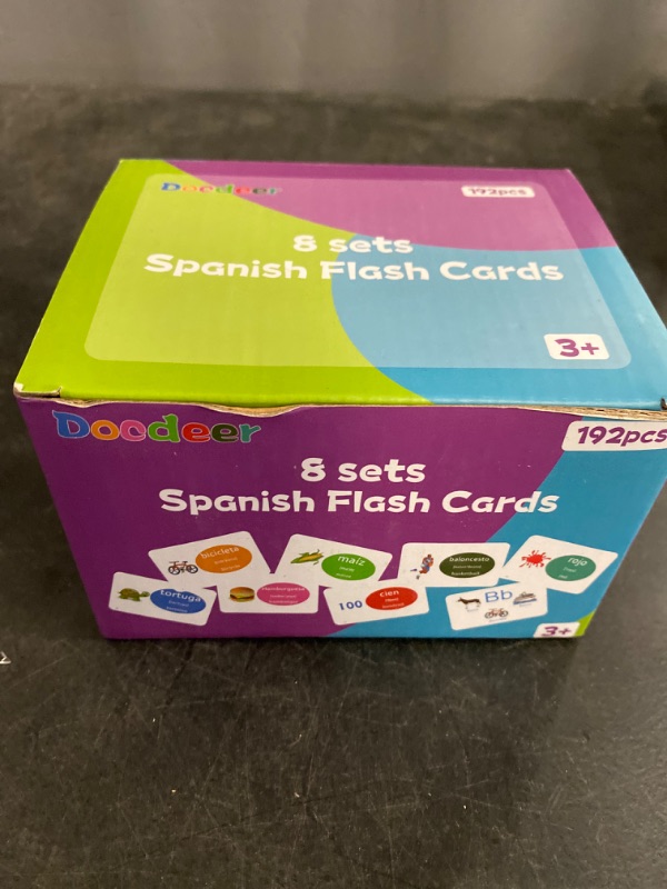 Photo 3 of Spanish Learning Flash Cards for Kids & Toddlers 3 4 Years - Spanish to English Flashcards for Kids & Beginners - 8 Educational Topic About Alphabet Food Shapes Numbers Colors