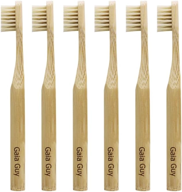 Photo 1 of Natural Bristle Bamboo Toothbrush for Kids (NO Nylon - Boar Hair ONLY) - Totally Compostable & Biodegradable Boar Bristle and Bamboo Toothbrushes - Zero Waste - 5-Pack