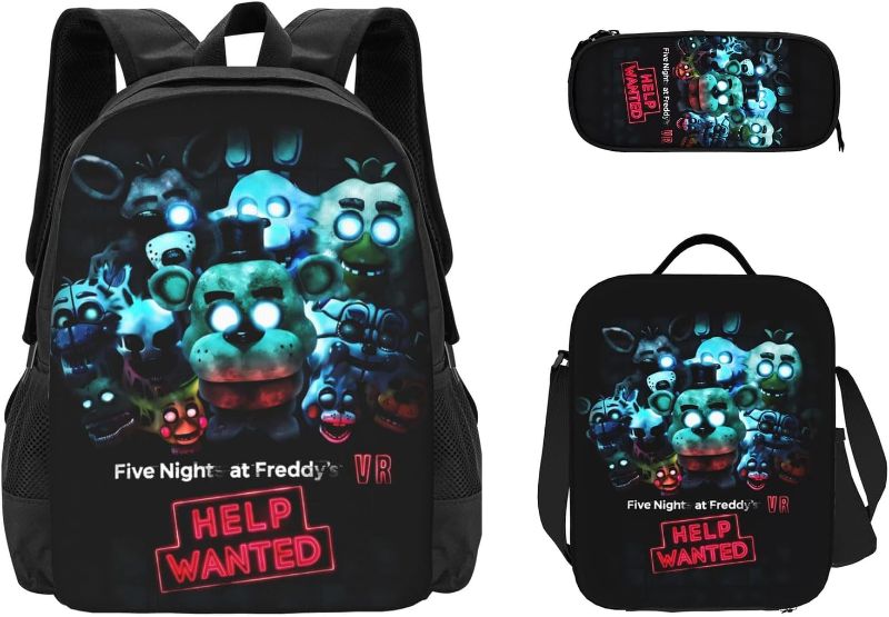 Photo 1 of Horror Five Nights At Game Freddy'S Backpack Cute School Backpack Cartoon Back Pack School Book Bag With Lunch Bag Box And Pencil Case For Boys Girls Gifts