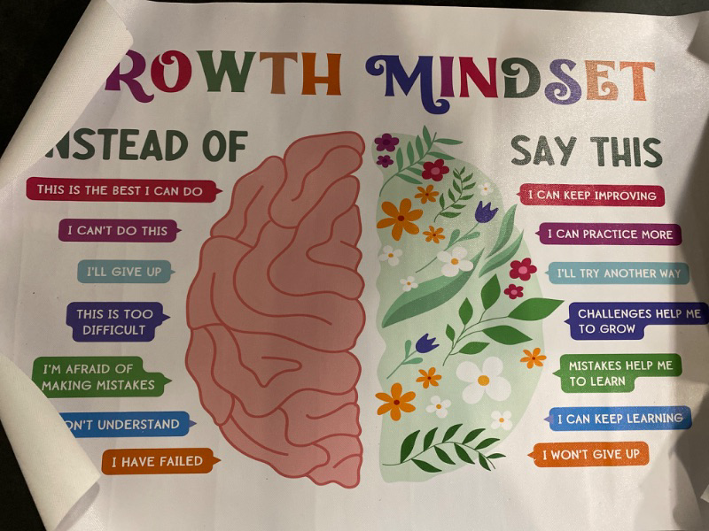 Photo 2 of Growth Mindset Poster Emotional Mental Health Classroom School Psychology Office Decor Therapy Art Assistance Calming Corner Feelings