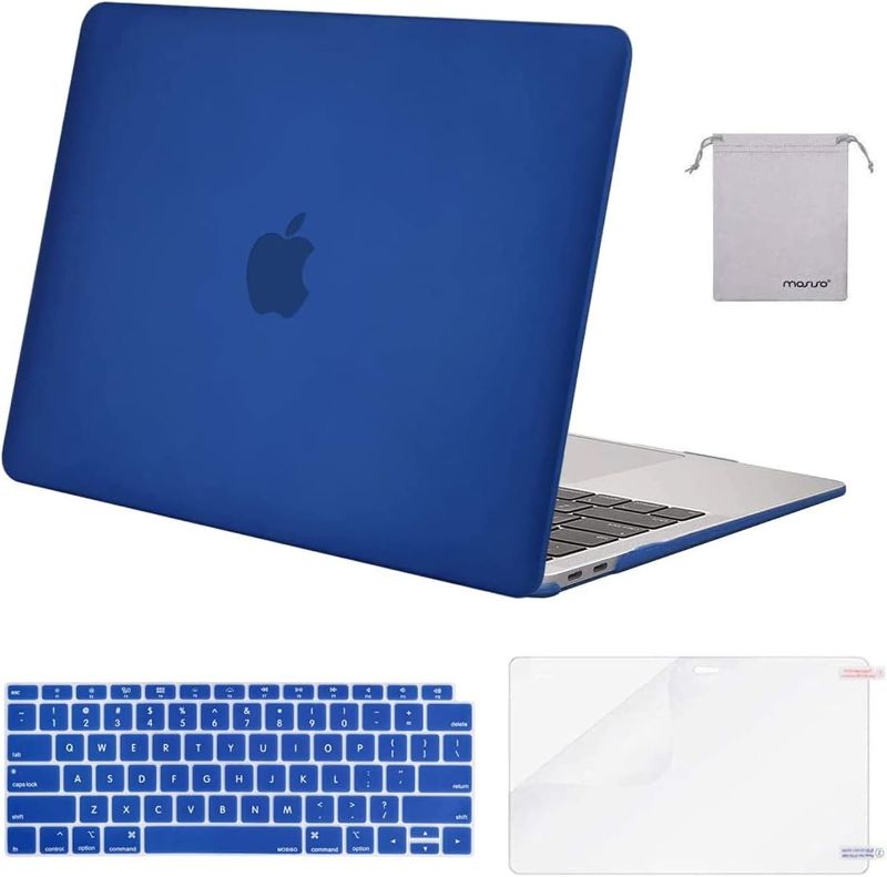 Photo 1 of Compatible with MacBook Air 13 inch Case 2022, 2021-2018 Release A2337 M1 A2179 A1932, Plastic Hard Shell&Keyboard Cover&Screen Film&Storage Bag for MacBook Air 13.3 inch Case, Royal Blue