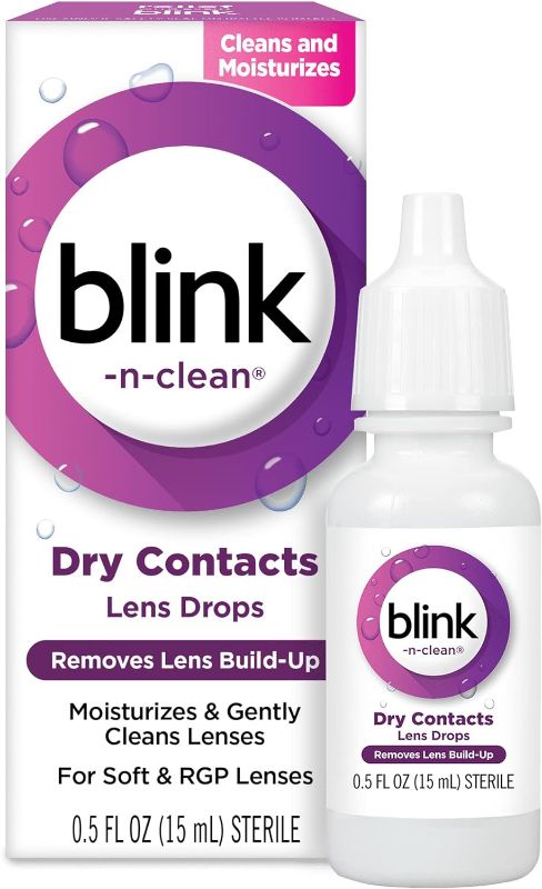 Photo 1 of Blink-N-Clean Lens Drops, Rewetting Drops for Contact Lenses, Instant Dry Lens Moisturizing, for Soft & RGP Lenses, 0.5 fl oz