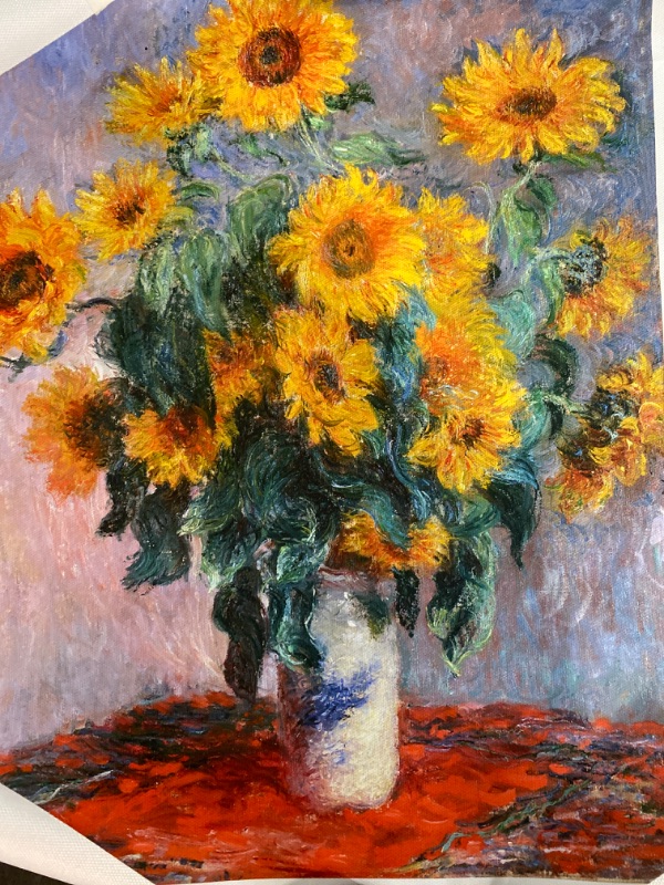 Photo 2 of Selchas Bouquet Of Sunflowers Poster - Claude Monet Wall Art - Impressionist Art Poster - Flower Oil Painting Reproduction Decor for Living Room Bedroom Office Unframed 12x16in/30x40cm