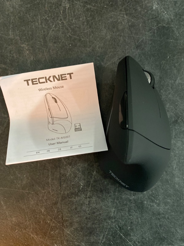 Photo 2 of TECKNET Ergonomic Mouse, 4800 DPI Wireless Vertical Mouse with 5 Adjustable DPI Levels, 2.4GHz Optical Carpal Tunnel Mouse, 6 Buttons Wireless Mouse for Laptop, Desktop, PC, MacBook - Black