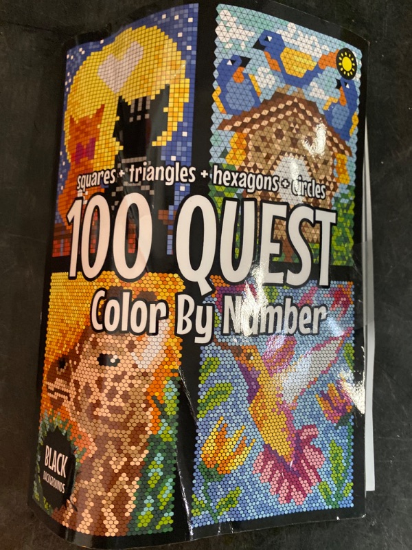 Photo 2 of 100 QUEST Color By Number: Squares + Triangles + Hexagons + Circles: color quest activity book for adults