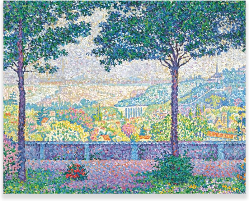 Photo 1 of Paul Signac Wall Art - Terrasse De Meudon Poster - Pointillism Painting - Landscape Pictures Oil Painting Reproduction for Bedroom Living Room Unframed 12x15in/30x38cm