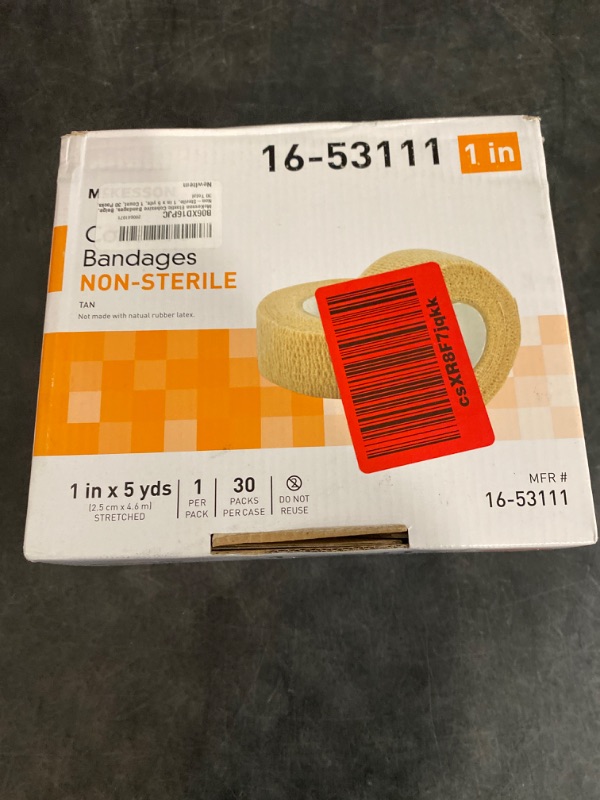 Photo 1 of McKesson Elastic Cohesive Bandages, Beige, Non-Sterile, 1 in x 5 yds, 1 Count, 30 Packs, 30 Total