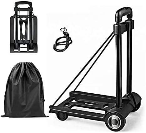 Photo 1 of Folding Hand Truck Lightweight Portable Cart, 110 lbs/50kg Capacity Heavy Duty Utility Cart with Telescoping Handle, 2 Rubber Wheels, Bungee Cord for Luggage, Shopping, Moving Daily Use