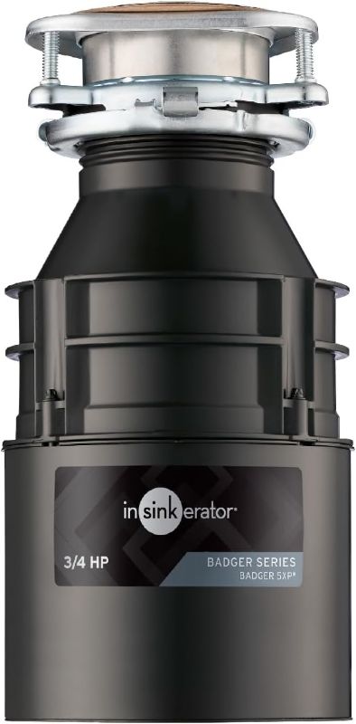 Photo 1 of InSinkErator Badger 5XP Garbage Disposal, Standard Series 3/4 HP Continuous Feed Food Waste Disposer, Black / Stainless